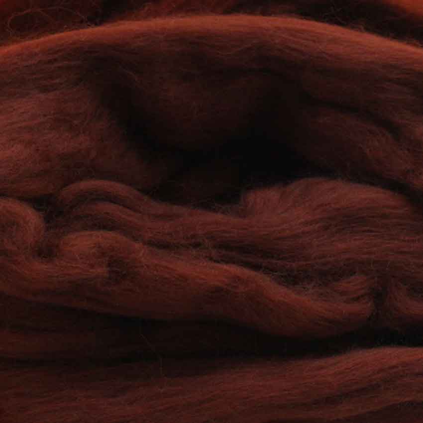 fifty grams divine merino wool top for felting in burnt sienna colour