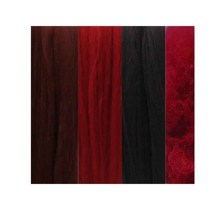 sixty grams divine merino wool top for felting in cherry ripe which is browns and reds
