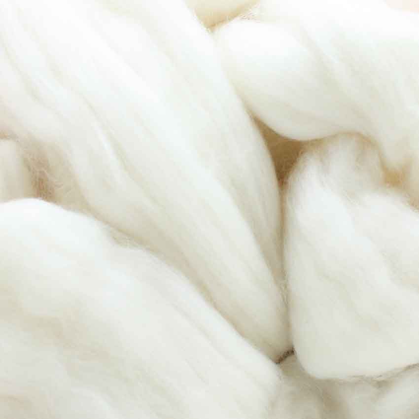 fifty grams cream undyed crossbred merino  wool top for felting 