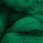 close up of corrie wool top for felting in big green colour