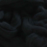 close up of corrie wool top for felting in black colour
