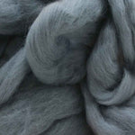 close up of corrie wool top for felting in grey colour