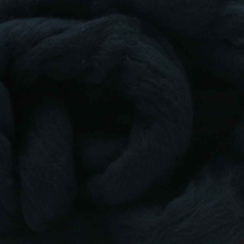 fifty grams divine merino wool top for felting in jet black colour