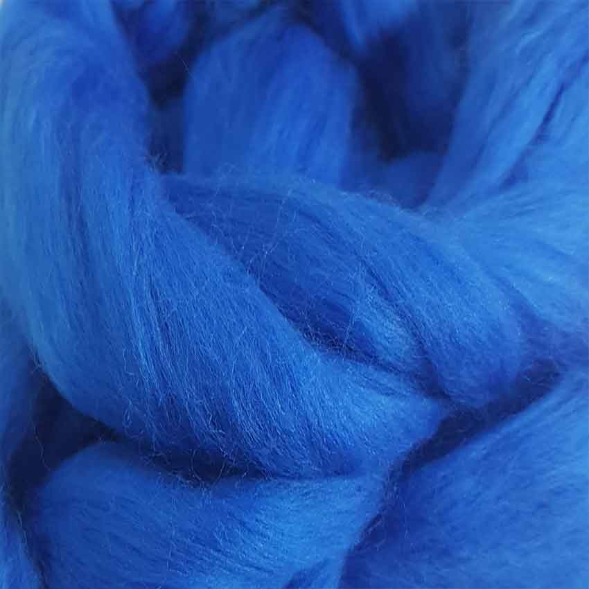 fifty grams divine merino wool top for felting in klein blue colour