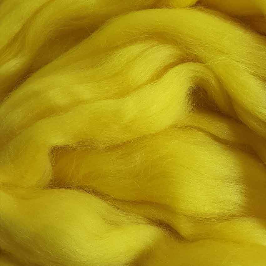 fifty grams divine merino wool top for felting in lemon tart colour