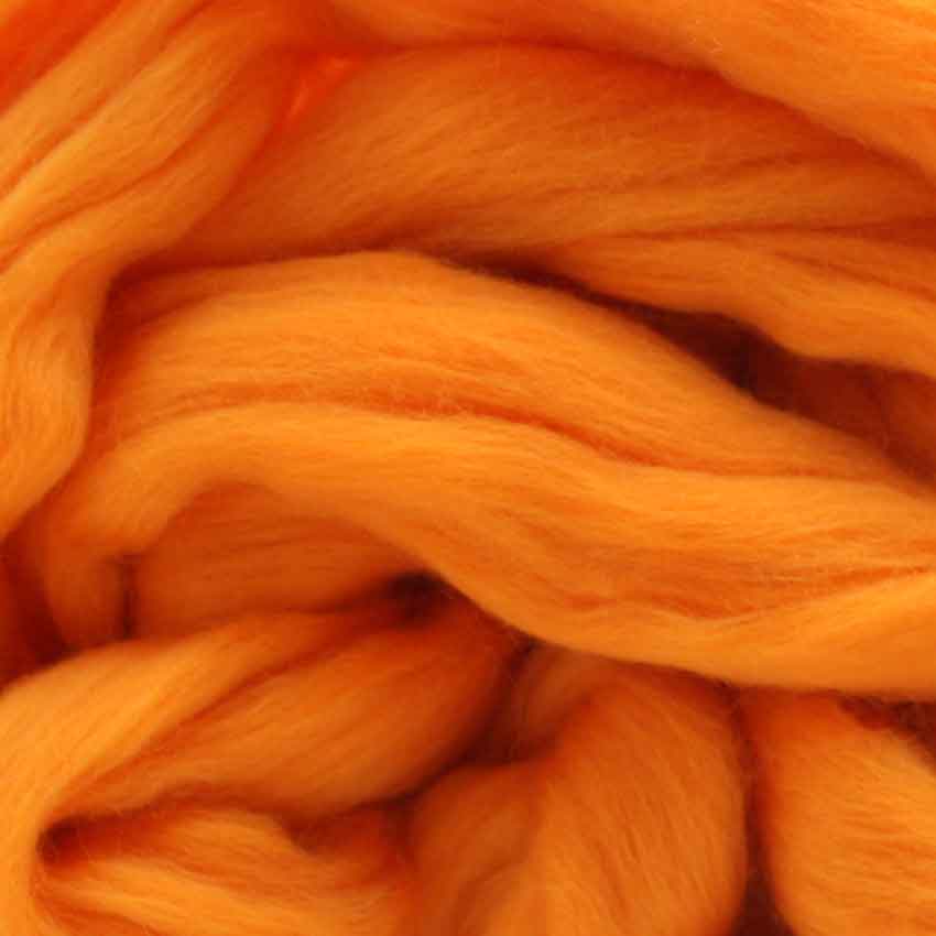 fifty grams divine merino wool top for felting in mandarine colour