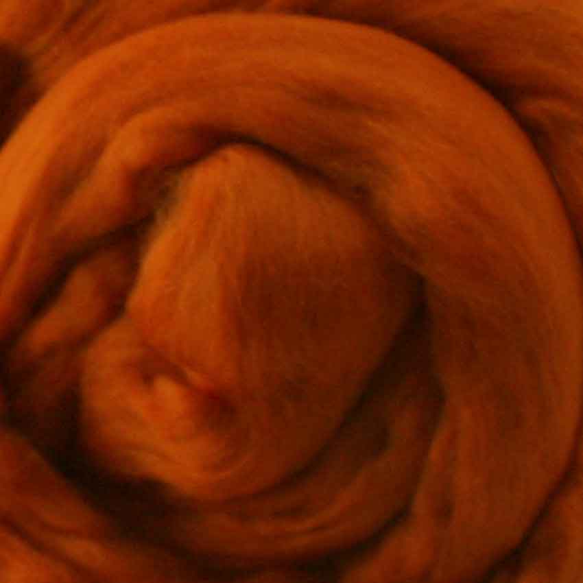 fifty grams divine merino wool top for felting in terracotta colour