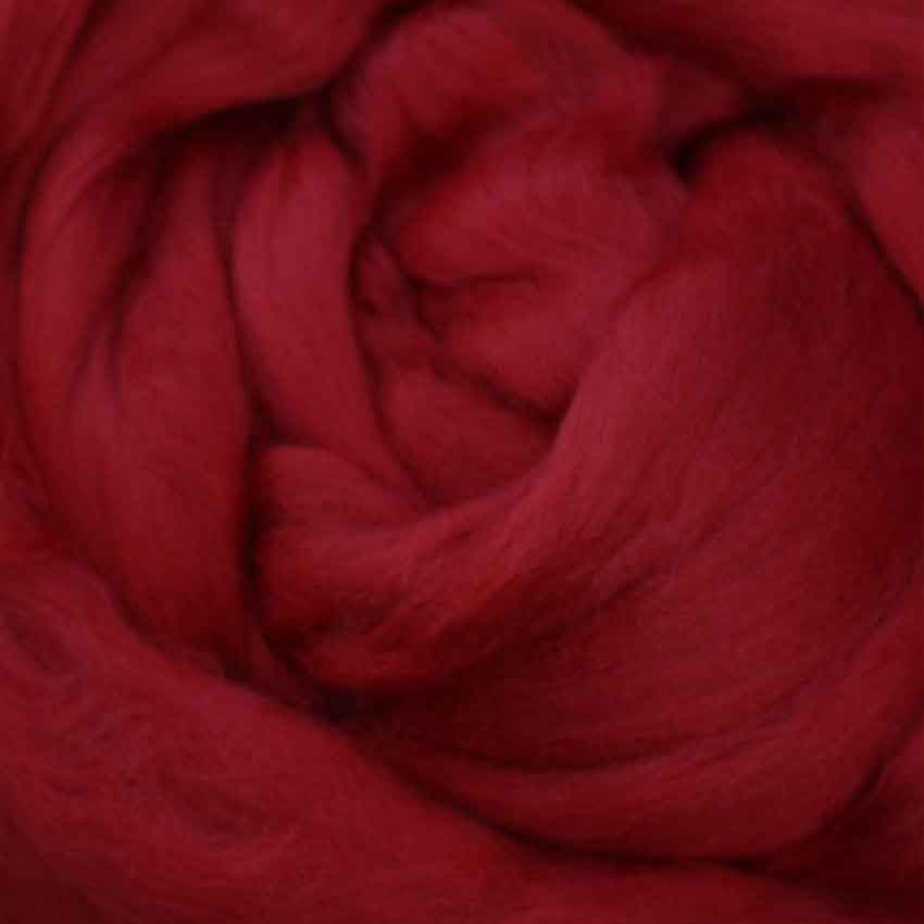 fifty grams divine merino wool top for felting in turkish red colour