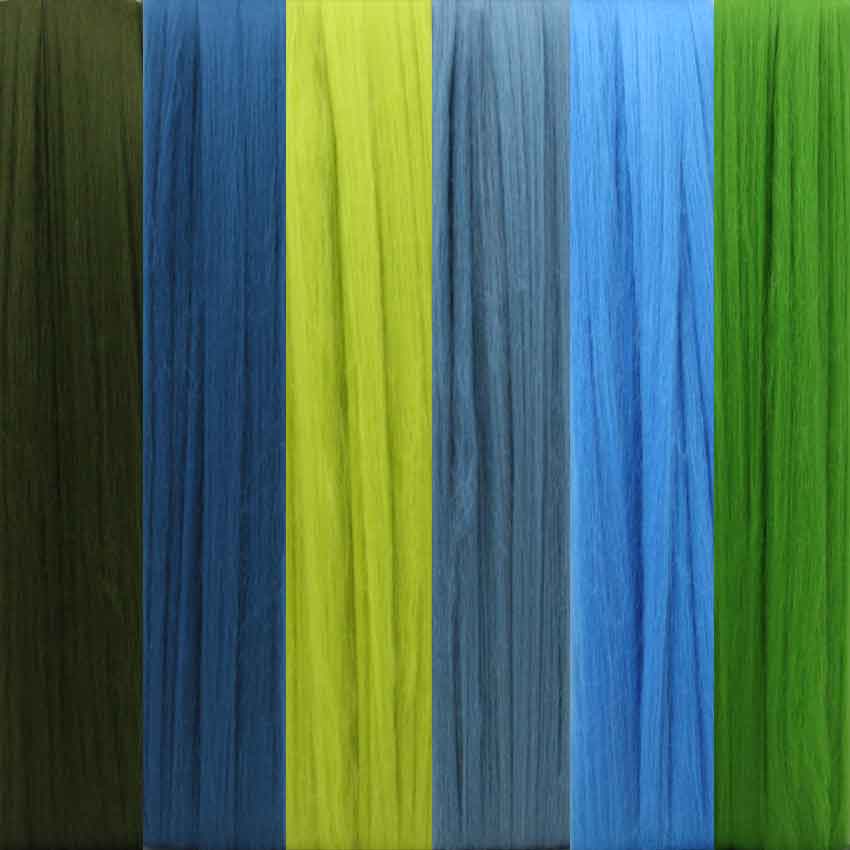 one hundred grams divine merino wool top for felting in greens to blues