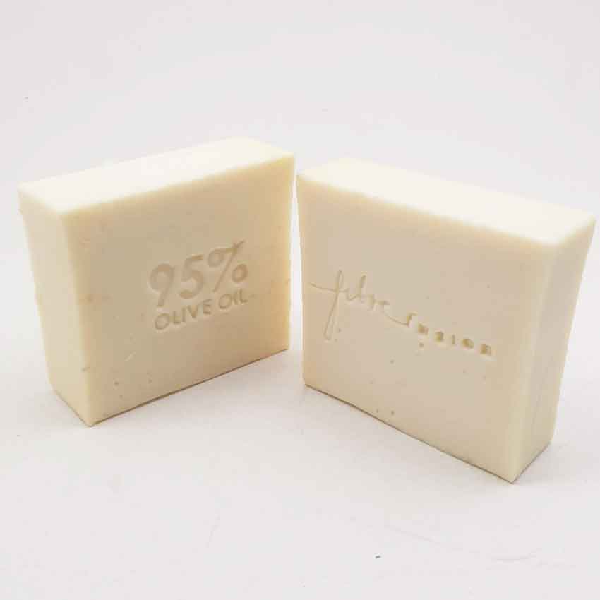 close up of large 190g bar of oilive oil soap